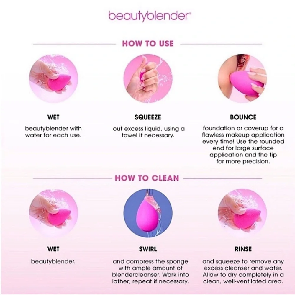 Original beautyblender Sponge in Pink and Solid Lavender Blendercleanser Set